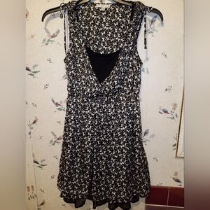 Moa Moa Black and White Floral Butterfly Midi Dress Size Medium